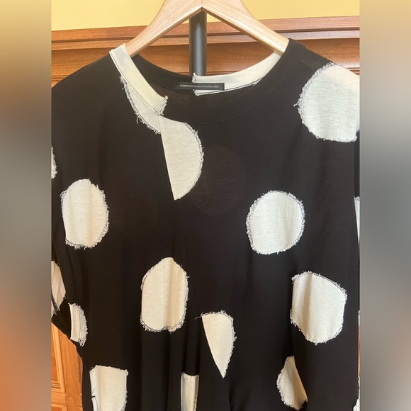 Yohji Yamamoto Tunic Dress Polka Dot Black and Cream White Size S - Picture 3 of 16
